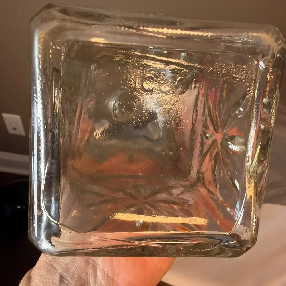 Vintage 1960 Cut Glass Liquor Decanter Cork Stopper Mid Century Barware GW993